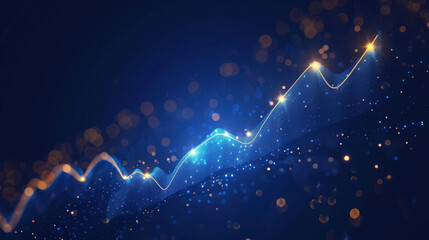 Poster - Animated glowing graph line symbolizing progress, with a bokeh effect on a dark blue backdrop