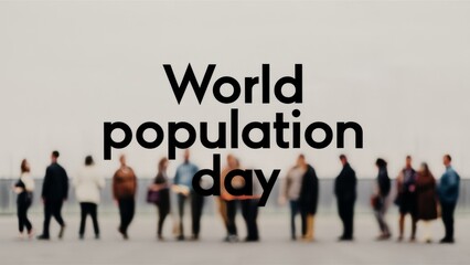 Poster - A group of people standing in a line with the words world population day, AI