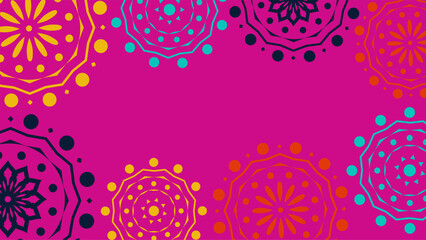 Vector. Web banner, poster, cover, splash screen, social media, backgraund with copy space for your text. Perforated bright patterns Papel Picado, floral pattern. National Hispanic Heritage Month. 