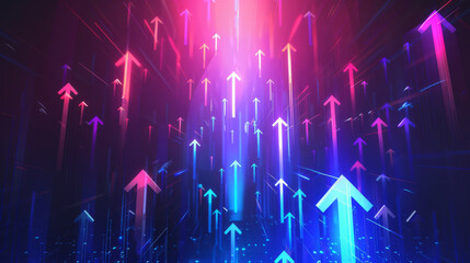 Poster - Futuristic digital 3d arrows soaring upwards, symbolizing growth and progress