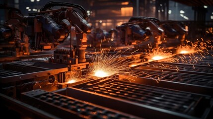 Hightech metal fabrication workshop with precision laser cutters