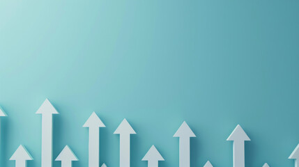 Aufkleber - Paper arrows pointing upwards on a blue backdrop, symbolizing progress and success