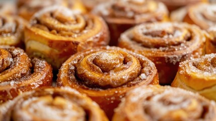 Morning Buns. Close-Up of Delicious Cinnamon Pastry with Sticky Sugar Glaze