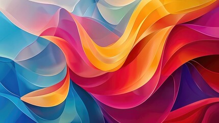 Sticker - Abstract background consisting of vibrant wavy elements on a bright backdrop