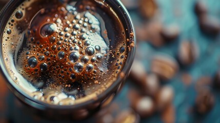 Wall Mural - Close Up Of A Cup Filled With Freshly Roasted Coffee (Generative AI)