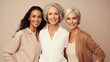© rohappy - Beautiful happy smiling mature women together, three cheerful girlfriends with toothy smiles