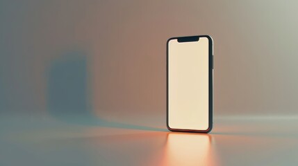 Mockup empty, standing blank smartphone screen.