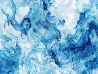 Wall Mural - Abstract paint watercolor liquid blue texture background