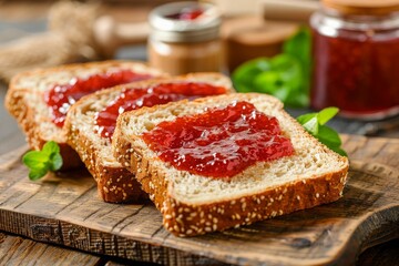 Wall Mural - plain bread smeared with delicious jam 