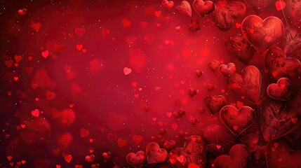 Wall Mural - Beautiful background with red hearts