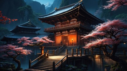 Wall Mural - Amazing panorama of old asian village