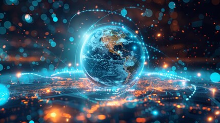Wall Mural - digital technology world. business virtual concept