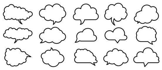 Sticker - Set of Cloud-Shaped Speech Bubble Outlines