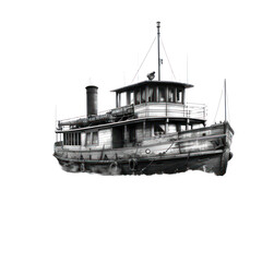 Old ship isolated on transparent background