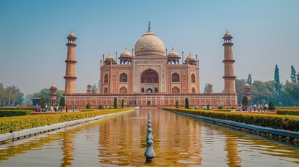 Wall Mural - The beautiful Taj Mahal. The most famous building in India. A landmark of India