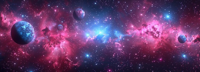  Colorful space galaxy cloud nebula in light crimson and light azure, glowing color in sky space, universe science astronomy background wallpaper illustration