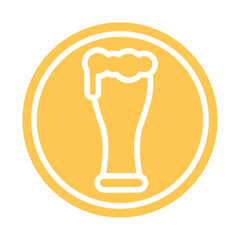 Sticker - Beer glass sticker icon Flat design Vector