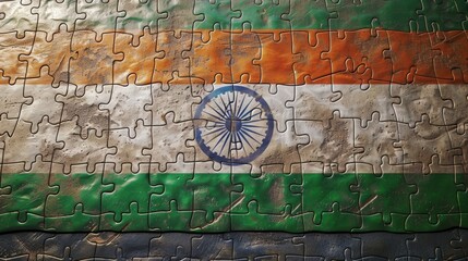 Wall Mural - Background with the image of the flag of India. A template for the design of a banner, poster and greeting card for a website. The concept of Indian Independence Day and Republic Day