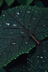 Sticker - a close-up of a leaf with water droplets on it