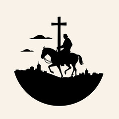 Wall Mural - Calvary Hill Silhouette Logo   Cross, Christian, Hill, Religious, Symbol