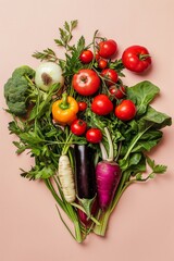 Wall Mural - bouquet of vegetables isolated on pastel background