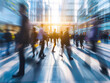© azlen - Crowd of blurred busy business office workers employment city people market walking modern building rushing bustle culture work banking economic bank urban concept leadership leader executive CEO - ai
