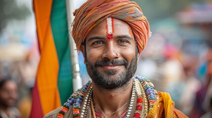 A man in traditional Indian clothes on India's Independence Day