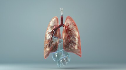 Wall Mural - Anatomical Lung Diagram: A high-quality anatomical diagram of the lungs, set against a plain background with space for descriptive text 