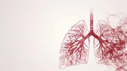 Wall Mural - Healthy Lungs Illustration: A detailed illustration of healthy lungs with ample blank space on one side for adding text or graphics 