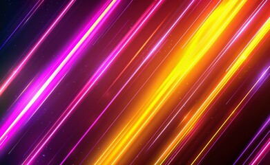 Wall Mural - Abstract background with colorful neon light and glow lines on a dark black color