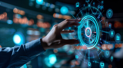 Wall Mural - business investments capital funding digital data display, business networks working cycles, growth 