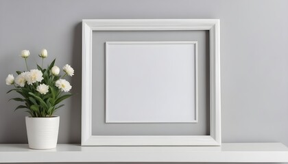 Modern minimalist home decor: simple white frame on a wall