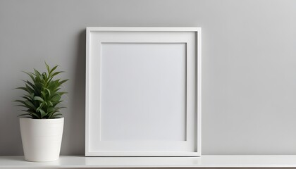 Modern minimalist home decor: simple white frame on a wall