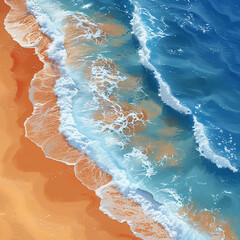 Wall Mural - Summer beach background with golden sand and blue sea