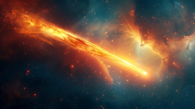 Comet Tail background, A bright comet with a long, glowing tail, abstract clean minimalist background graphics, UHD