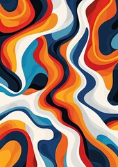 Wall Mural - Craft a dynamic abstract background with lively wavy lines in bold, bright hues set against a white canvas