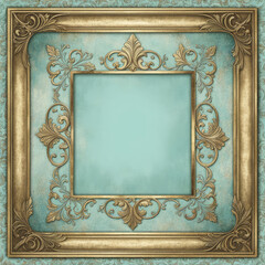 Wall Mural - Vintage antique gold frame with wear imperfections