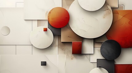 Wall Mural - Muted Squares and Circles minimal background, Combination of squares and circles, modern and clean, minimalist graphics resources