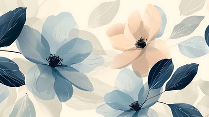 Poster - Muted Petals minimal background, Petal shapes in a minimalist style, modern and clean, minimalist graphics resources