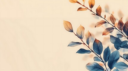 Poster - Simple Abstract Leaves minimal background, Abstract leaf shapes, modern and clean, minimalist graphics resources