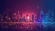 © kvladimirv - Futuristic Cityscape with Digital Technology Overlay and Vibrant Neon Colors