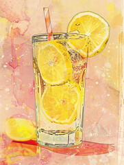 Wall Mural - poster of a delicious looking lemonade, drink poster