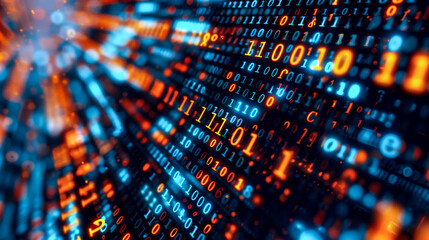Abstract technology background of high speed global data transfer, ultra fast broadband and connection, digital binary encrypted code matrix background, computing code