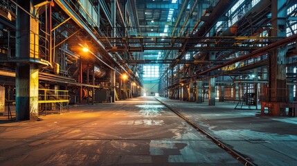 view of metal pipes of industrial plant outdoor at night