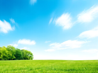 Wall Mural - beautiful blurred background image of spring nature with a neatly trimmed lawn surrounded by trees a