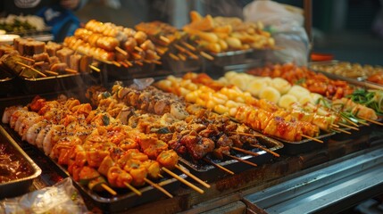 Sticker - Tasty Korean street snacks at Dongmun Market in Jeju Island