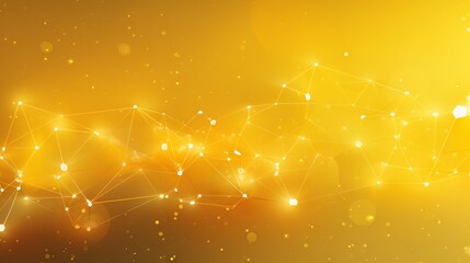 Wall Mural - abstract yellow technology background with geometric lines and shapes, featuring a connected network