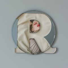 Wall Mural - Alphabet Art Letter R with a woman Portrait