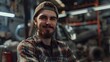 © CYBERUSS - Hardworking Young Mechanic in Plaid Uniform Repairing Machinery in Auto Workshop