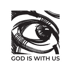 Wall Mural - God is with us. Christian. Graphic inscription. Print for t-shirt